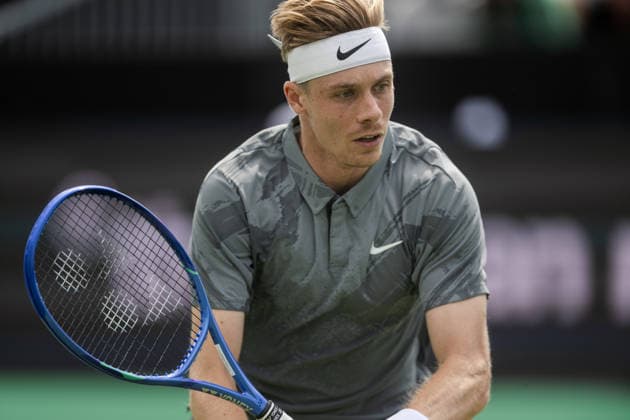 S-HERTOGENBOSCH, NETHERLANDS - JUNE 08: Denis Shapovalov of Canada returns a backhand shot against Marin Cilic of Croatia during their ATP, Tennis Herren Singles First Round match at the LibÃ ma Open on June 8, 2026 at Autotron s-Hertogenbosch in s-Hertogenbosch, Netherlands. Credit: Andy Astfalck NurPhoto Netherlands Copyright: xAndyxAstfalckx
