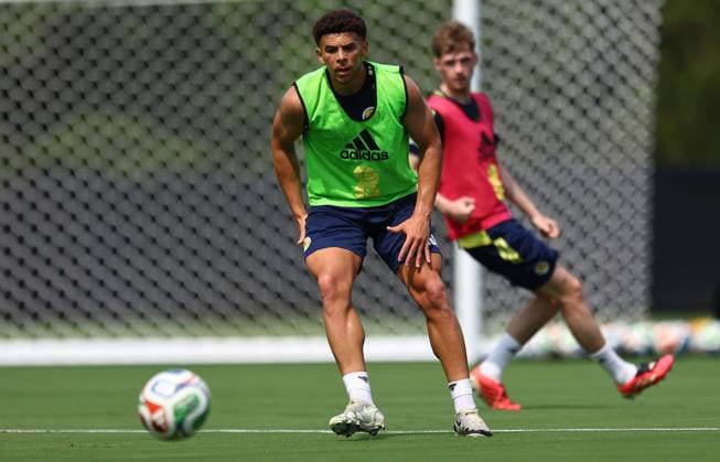 Che Adams of Scotland Scotland Training Session and press conference, PK, Pressekonferenz 2026 FIFA World Cup, WM, Weltmeisterschaft, Fussball Football, Atrium Health Performance Park, Charlotte, USA - 08 Jun 2026Charlotte Atrium Health Performance Park United States of America EDITORIAL USE ONLY No use with unauthorised audio, video, data, fixture lists, club league logos or live services. Online in-match use limited to 120 images, no video emulation. No use in betting, games or single club league player publications.  Copyright: xMichaelxZemanek Shutterstockx 16917216fv