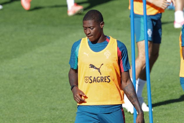 Training of the Portuguese national football team in the football city of Oeiras - Portugal, June 8, 2026, in Alges, Portugal. Nuno Mendes (Portugal ,25)