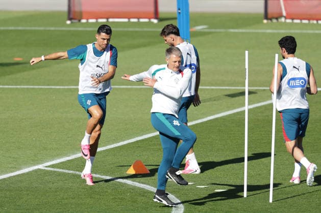 Training of the Portuguese national football team in the football city of Oeiras - Portugal, June 8, 2026, in Alges, Portugal. Cristiano Ronaldo (Portugal ,7), Ruben Dias (Portugal ,3)