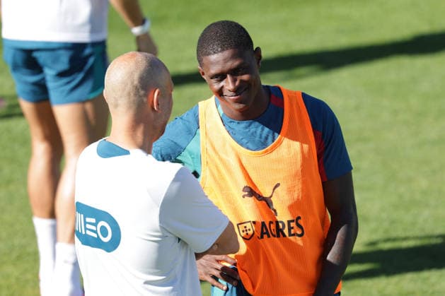 Training of the Portuguese national football team in the football city of Oeiras - Portugal, June 8, 2026, in Alges, Portugal. Nuno Mendes (Portugal ,25)