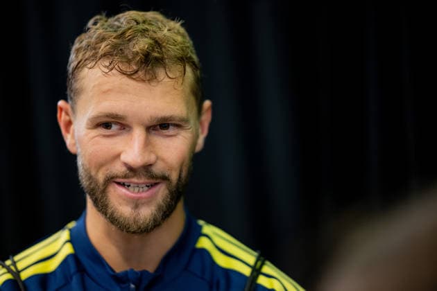260608 Jesper Karlström of the Swedish men s national football team in the mixed zone after a training session during day -4 of the FIFA World Cup, WM, Weltmeisterschaft, Fussball 2026 on June 8, 2026 in Dallas. Photo: Petter Arvidson BILDBYRAN kod PA PA1224 fotboll football soccer fotball vm fotbolls-vm fotball-vm fotbolls-vm 2026 fifa world cup 2026 mixed zone sverige sweden sverige a day -3 bbeng