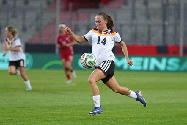 Fußball, U23-Frauen: Deutschland - Dänemark, 08.06.26 Marie Steiner (14, Deutschland U23, TSG Hoffenheim). Fußball, Testspiel U23-Frauen: Deutschland - Dänemark am 08.06.26 im Leuna-Chemie-Stadion Halle (Saale).
