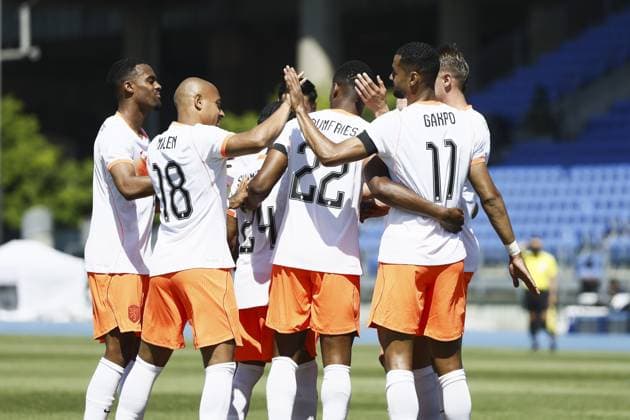 NEW YORK - (lr) Donyell Malen of the Netherlands and Cody Gakpo of the Netherlands celebrate the 1-0 during the friendly match between the Netherlands and Uzbekistan at Icahn Stadium on June 8, 2026, in New York, United States. The Dutch national team, Nationalteam is preparing for the World Cup. KOEN VAN WEEL ANP International Friendly, Länderspiel, Nationalmannschaft 2026 xVIxANPxSportx xxANPxIVx 560512537 originalFilename: 560512537.jpg