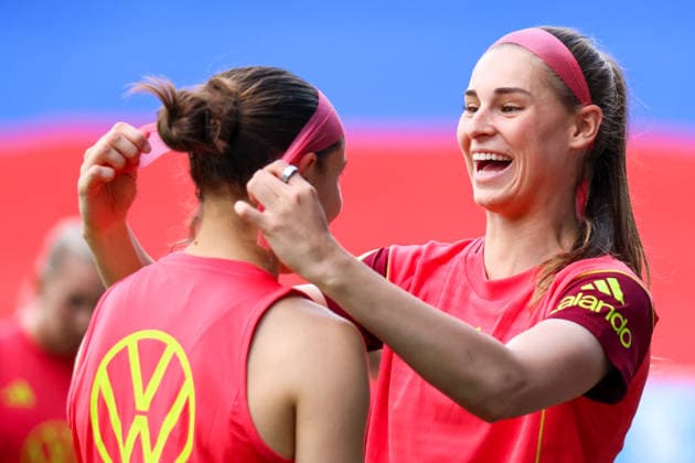 Ljubljana, Slowenien: 08.06. 2026 - Abschlusstraining des DFB Frauenteam vor dem WM-Qualifikationsspiel gegen Slowenien Im Bild: v.li. Carlotta Wamser (Deutschland) und Jule Brand (Deutschland)