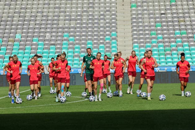 Ljubljana, Slowenien: 08.06. 2026 - Abschlusstraining des DFB Frauenteam vor dem WM-Qualifikationsspiel gegen Slowenien Im Bild: Die Spielerinnen der deutschen Fußballnationalmannschaft der Frauen beim Abschlusstraining in Slowenien