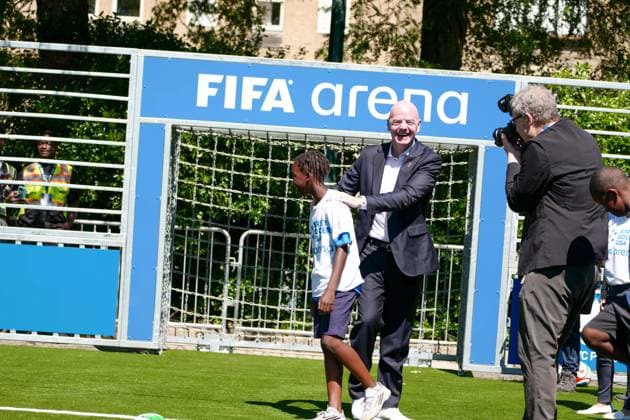 New York, NY- June 8: Governor Hochul and Mayor Mamdani make a World Cup FIFA announcement of a free watch party in Central Park for the FIFA World Cup, WM, Weltmeisterschaft, Fussball 2026 Final on Sunday, July 19. With FIFA President Gianni Infantino, George Weah on June 8, 20267 Credit: AdMedia FIFA 2026 press conference, PK, Pressekonferenz