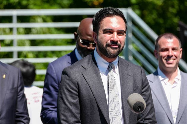 New York, NY- June 8: Governor Hochul and Mayor Mamdani make a World Cup FIFA announcement of a free watch party in Central Park for the FIFA World Cup, WM, Weltmeisterschaft, Fussball 2026 Final on Sunday, July 19. With FIFA President Gianni Infantino, George Weah on June 8, 20267 Credit: AdMedia FIFA 2026 press conference, PK, Pressekonferenz