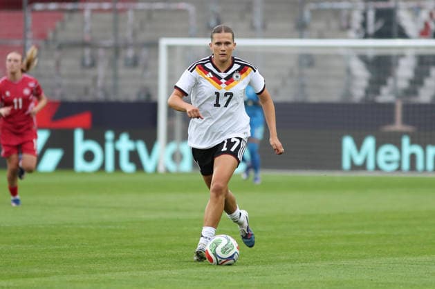 Fußball, U23-Frauen: Deutschland - Dänemark, 08.06.26 Julia Mickenhagen (17, Deutschland U23, Bayer Leverkusen). Fußball, Testspiel U23-Frauen: Deutschland - Dänemark am 08.06.26 im Leuna-Chemie-Stadion Halle (Saale).