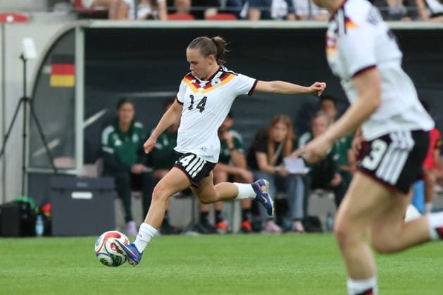 Fußball, U23-Frauen: Deutschland - Dänemark, 08.06.26 Marie Steiner (14, Deutschland U23, TSG Hoffenheim). Fußball, Testspiel U23-Frauen: Deutschland - Dänemark am 08.06.26 im Leuna-Chemie-Stadion Halle (Saale).