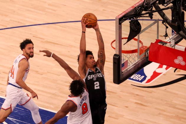 NBA, Basketball Herren, USA Finals Game 3 - San Antonio Spurs at New York Knicks Dylan Harper (C) of the San Antonio Spurs in action during Game 3 of the NBA Finals against the New York Knicks at Madison Square Garden in New York, New York, USA, 08 June 2026. NEW YORK NEW YORK UNITED STATES  Copyright: xSARAHxYENESELx