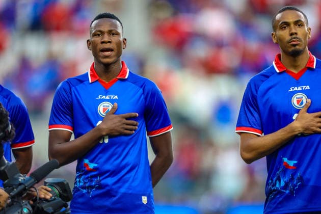 June 5, 2026, Miami, Florida, USA: Players of the Haiti national team, Nationalteam during the national anthem prior to kickoff of the International Friendly, Länderspiel, Nationalmannschaft match. Miami USA - ZUMAd192 20260605_zsp_d192_063 Copyright: xDenilsonxMentorx