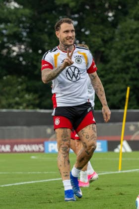 David Raum Team Arrival Germany, Base Camp, practice, FIFA World Cup, WM, Weltmeisterschaft, Fussball 2026, Winston-Salem