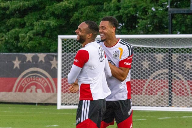Jonathan Tah Felix Nmecha Team Arrival Germany, Base Camp, practice, FIFA World Cup, WM, Weltmeisterschaft, Fussball 2026, Winston-Salem