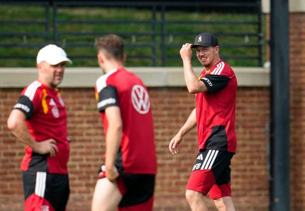 Julian Nagelsmann (Deutschland, Cheftrainer) nimmt an der ersten Trainingseinheit der deutschen Nationalmannschaft im Trainingslager in North Carolina teil. USA, Deutsche Fussballnationalmannschaft, Base Camp, Winston-Salem, 08.06.2026 USA, Deutsche Fussballnationalmannschaft, Base Camp, Winston-Salem, 08.06.2026 Winston-Salem