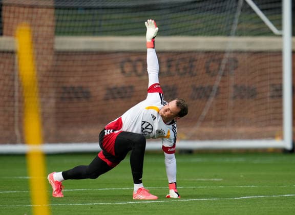 Manuel Neuer (Deutschland, 1) nimmt an der ersten Trainingseinheit der deutschen Nationalmannschaft im Trainingslager in North Carolina teil. USA, Deutsche Fussballnationalmannschaft, Base Camp, Winston-Salem, 08.06.2026 USA, Deutsche Fussballnationalmannschaft, Base Camp, Winston-Salem, 08.06.2026 Winston-Salem