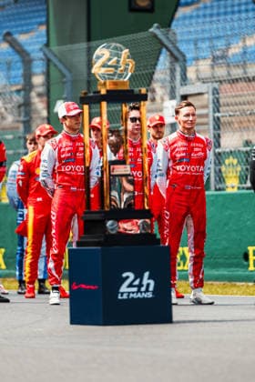 24 HEURES DU MANS 2026 - TUESDAY 07 CONWAY Mike (gbr), KOBAYASHI Kamui (jpn), DE VRIES Nyck (nld), Toyota Racing, Toyota TR010 Hybrid 07, Hypercar, portrait during the 24 Hours of Le Mans 2026, 3rd round of the 2026 FIA World Endurance Championship, on June 9, 2026 on the Circuit des 24 Heures du Mans in Le Mans, France -  Copyright: xAndreaxLorenzinax