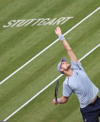 Stuttgart , Tennis , BOSS Open , Yannick Hanfmann ( GER ) *** Stuttgart , Tennis , BOSS Open , Yannick Hanfmann GER