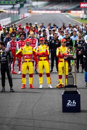 24 HEURES DU MANS 2026 - TUESDAY 83 YE Yifei (chn), KUBICA Robert (pol), HANSON Phil (gbr), AF Corse, Ferrari 499P 83, Hypercar, portrait during the 24 Hours of Le Mans 2026, 3rd round of the 2026 FIA World Endurance Championship, on June 9, 2026 on the Circuit des 24 Heures du Mans in Le Mans, France - Le MansFrance  Copyright: xCharlyxLopezx