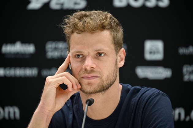 Pressekonferenz PK Yannick Hanfmann (GER) Portrait Gestik Geste nachdenklich Tennis Herren BOSS Open ATP, Tennis Herren 250 Stuttgart 2026 Weissenhof BOSS Open ATP 250 Stuttgart 2026