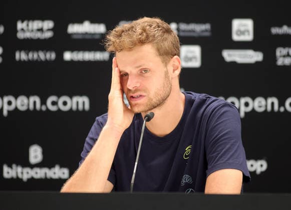 09.06.2026, Boss Open 2026, ATP, Tennis Herren Tour 250 Stuttgart, TTC Weissenhof, Tennis, im Bild: Yannick Hanfmann (GER) bei der PK nach dem Sieg vs Kovacevic (USA)