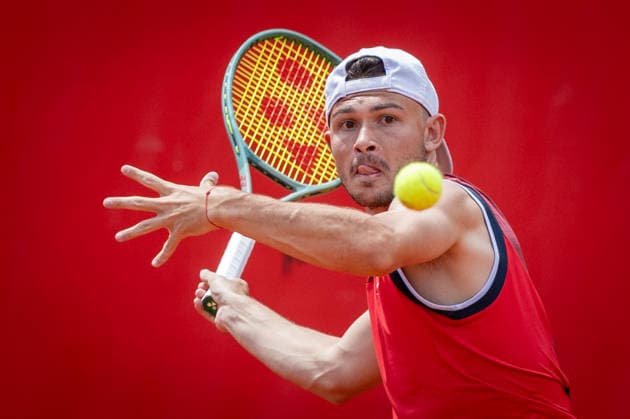 BRATISLAVA OPEN TENNIS ATP, Tennis Herren CHALLENGER Alex Barrena (Argentina) during first round ATP Tennis Challenger tour 100 Bratislava Open match against Lukas Pokorny (Slovakia). Tennis courts Slovan Bratislava, Bratislava, Slovakia, June 08, 2026. Photo by Branislav Racko Copyright: xx 080A0134