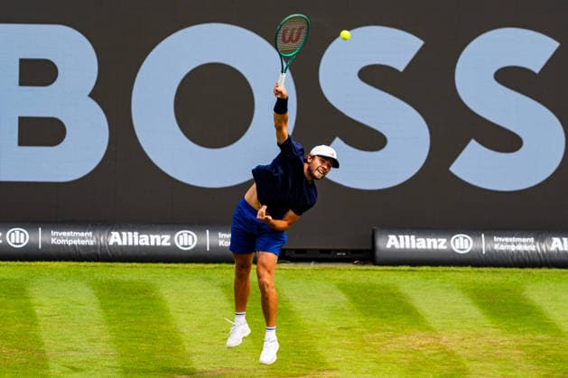 Stuttgart, GERMANY - June 09: Aleksandar Kovacevic (USA) during the Singles Match between Yannik Hanfmann (GER) vs. Aleksandar Kovacevic (USA) at BOSS OPEN 2026, Tennisanlage Weissenhof on June 09, 2026 in Stuttgart, Germany. Baden-Württemberg Germany Copyright: xTimoxSteinx