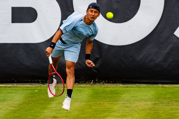 Stuttgart, GERMANY - June 09: Sho Shimabukuro (JPN) during the Singles Match between Quentin Halys (FRA) vs. Sho Shimabukuro (JPN) at BOSS OPEN 2026, Tennisanlage Weissenhof on June 09, 2026 in Stuttgart, Germany. Baden-Württemberg Germany Copyright: xTimoxSteinx