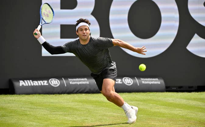 Alexis Galarneau (CAN) Aktion Tennis Herren BOSS Open ATP, Tennis Herren 250 Stuttgart 2026 Weissenhof BOSS Open ATP 250 Stuttgart 2026