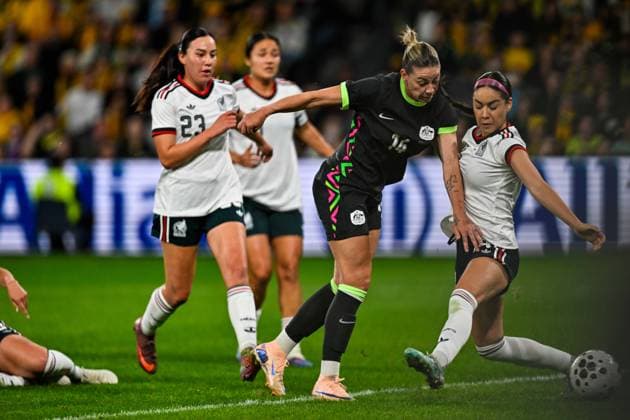 SYDNEY, AUSTRALIA - June 9: Alanna Kennedy (14 Australia) scores during the Sydney June FIFA International Window Australia v Mexico on June 9, 2026 in Sydney, Australia. Western Sydney Stadium (Photo by Keith McInnes Sports Press Photo Getty Images)  Copyright: xSportsxPressxPhotox Sportspressphoto_SPR163853