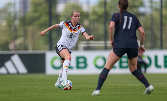 GER, Frankfurt, Deutschland U19 vs USA U19 Freundschaftsspiel, Fussball, DFB, Spielzeit 2025 2026, DFB-Campus, zweites Spiel im Bild: Marie Gmeineder (Deutschland U19 Frauen 6) DFB DFL REGULATIONS PROHIBIT ANY USE OF PHOTOGRAPHS AS IMAGE SEQUENCES AND OR QUASI-VIDEO, 09.06.2026