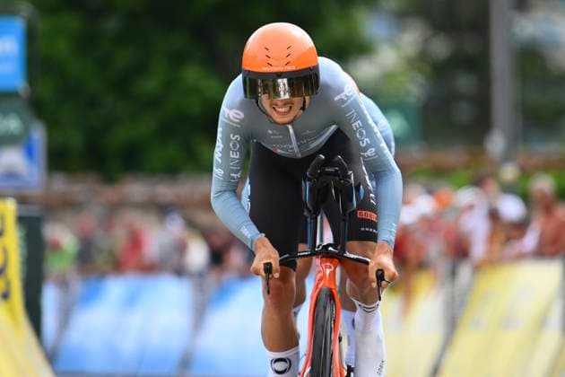Tour Auvergne - Rhone-Alpes 2026 Stage 3 PERREUX, FRANCE - JUNE 09 : Vauquelin Kevin (FRA) of Netcompany INEOS during stage 3 of the 78th edition of Tour Auvergne - Rhone-Alpes an UCI World Tour 2.UWT Team Time Trial stage for Men Elite of 28.4 km with start in Perreux and finish in Perreux on June 9, 2026 in Perreux, France, 09 06 2026 ( Motordriver Guy De Vuyst - Perreux France  Copyright: xVincentxKalutx