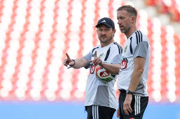260609 Assistant coach Björn Hamberg and head coach Graham Potter of the Swedish national football team at a training session during day -2 of the FIFA World Cup, WM, Weltmeisterschaft, Fussball 2026 on June 9, 2026 in Dallas. Photo: Petter Arvidson BILDBYRAN kod PA PA1225 fotboll football soccer fotball vm fotbolls-vm fotball-vm fotbolls-vm 2026 fifa world cup 2026 träning practice training sverige sweden sverige a day -2 bbeng