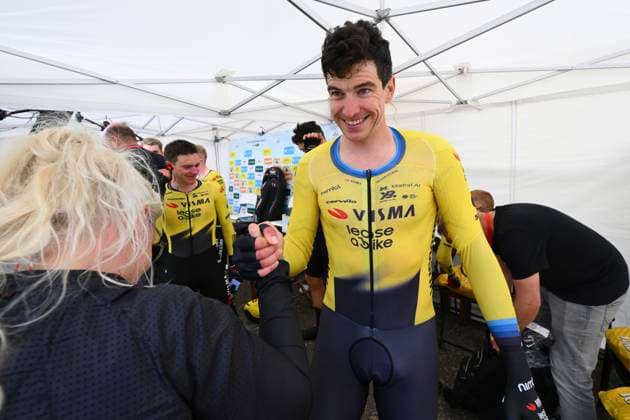 Tour Auvergne - Rhone-Alpes 2026 Stage 3 PERREUX, FRANCE - JUNE 09 : Affini Edoardo (ITA) of Team Visma Lease a Bike during stage 3 of the 78th edition of Tour Auvergne - Rhone-Alpes an UCI World Tour 2.UWT Team Time Trial stage for Men Elite of 28.4 km with start in Perreux and finish in Perreux on June 9, 2026 in Perreux, France, 09 06 2026 ( Motordriver Guy De Vuyst - Perreux France  Copyright: xVincentxKalutx