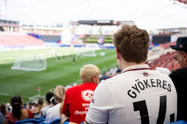 260609 Fans in the stands at a training session with Sweden during day -2 of the FIFA World Cup, WM, Weltmeisterschaft, Fussball 2026 on June 9, 2026 in Dallas. Photo: Petter Arvidson BILDBYRAN kod PA PA1225 fotboll football soccer fotball vm fotbolls-vm fotball-vm fotbolls-vm 2026 fifa world cup 2026 träning practice training sverige sweden sverige a day -2 bbeng publik