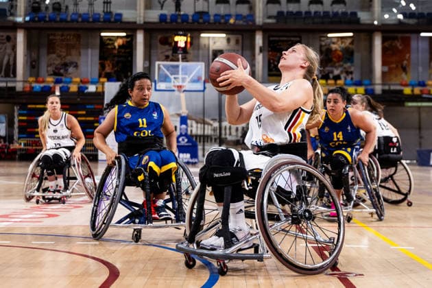 GUADALAJARA, SPAIN - JUNE 08: Marie Kier (Germany, 15) shooting the ball during the 2026 IWBF Women™s Repechage match between Angola vs. Germany at Palacio Multiusos de Guadalajara on June 08, 2026 in Guadalajara, Spain. Spain Copyright: xSteffiexWunderlx