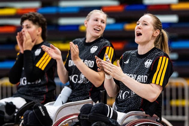 GUADALAJARA, SPAIN - JUNE 08: Verena Meyer (Germany, 8) cheers during the 2026 IWBF Women™s Repechage match between Angola vs. Germany at Palacio Multiusos de Guadalajara on June 08, 2026 in Guadalajara, Spain. Spain Copyright: xSteffiexWunderlx
