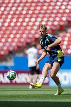 260609 Herman Johansson of the Swedish national football team at a training session during day -2 of the FIFA World Cup, WM, Weltmeisterschaft, Fussball 2026 on June 9, 2026 in Dallas. Photo: Petter Arvidson BILDBYRAN kod PA PA1225 fotboll football soccer fotball vm fotbolls-vm fotball-vm fotbolls-vm 2026 fifa world cup 2026 träning practice training sverige sweden sverige a day -2 bbeng