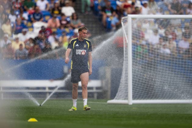 260609 Herman Johansson of the Swedish national football team at a training session during day -2 of the FIFA World Cup, WM, Weltmeisterschaft, Fussball 2026 on June 9, 2026 in Dallas. Photo: Petter Arvidson BILDBYRAN kod PA PA1225 fotboll football soccer fotball vm fotbolls-vm fotball-vm fotbolls-vm 2026 fifa world cup 2026 träning practice training sverige sweden sverige a day -2 bbeng