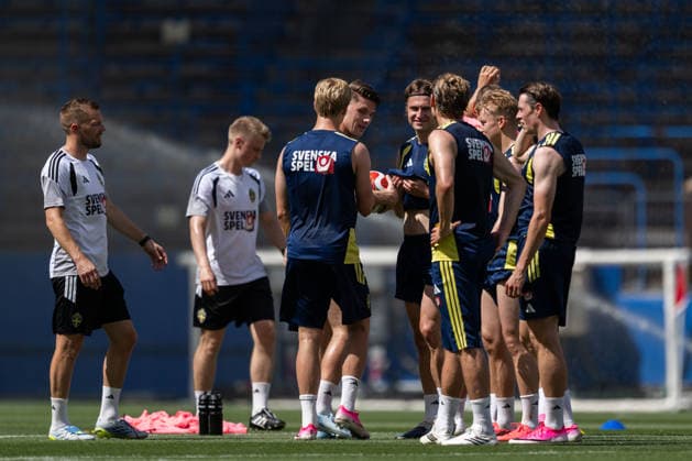 260609 Players of the Swedish national football team at a training session during day -2 of the FIFA World Cup, WM, Weltmeisterschaft, Fussball 2026 on June 9, 2026 in Dallas. Photo: Petter Arvidson BILDBYRAN kod PA PA1225 fotboll football soccer fotball vm fotbolls-vm fotball-vm fotbolls-vm 2026 fifa world cup 2026 träning practice training sverige sweden sverige a day -2 bbeng