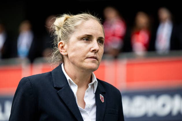 260609 Head coach Gemma Grainger of Norway during the FIFA Women s World Cup Qualifier football match between Norway and Austria on June 9, 2026 in Oslo. Photo: Marius Simensen BILDBYRAN COP 238 MM0070 bbeng fotball soccer football fotboll FIFA World Cup, WM, Weltmeisterschaft, Fussball qualifiers vm-kvalifisering kvinner vm kvalik landskamp dam norge norway austria osterrike