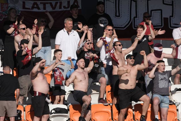 Latvia Faroe Islands Soccer, RÄ«ga, Latvia, 09.06.2026 Latvian fans react during Baltic Cup game between Latvia and Faroe Islands national teams In Riga, Latvia, 09.06.2026. Photo: Roman Koksarov (RKF) RÄ«ga Latvia Copyright: xRomanxKoksarovx DSC00825.JPG