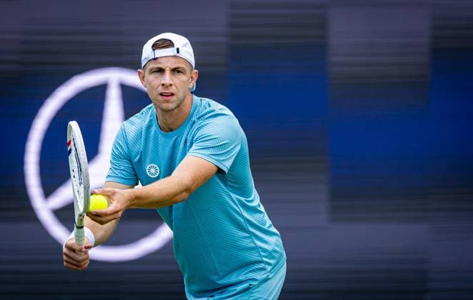 DEN BOSCH - Tallon Griekspoor during the ATP, Tennis Herren singles match against Botic van de Zandschulp at the LibÃ ma Open 2026. The combined ATP WTA, Tennis Damen tournament is being held on the event grounds of the former Autotron car theme park. IRIS VAN DEN BROEK ANP xVIxANPxSportx xxANPxIVx 560578250 originalFilename: 560578250.jpg