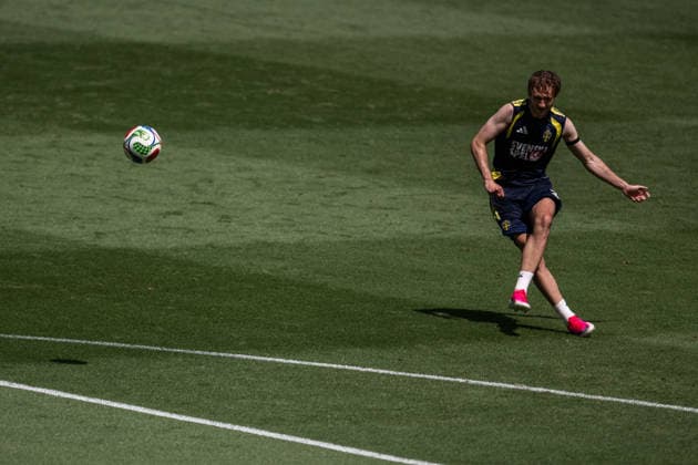 260609 Benjamin Nygren of the Swedish national football team at a training session during day -2 of the FIFA World Cup, WM, Weltmeisterschaft, Fussball 2026 on June 9, 2026 in Dallas. Photo: Petter Arvidson BILDBYRAN kod PA PA1225 fotboll football soccer fotball vm fotbolls-vm fotball-vm fotbolls-vm 2026 fifa world cup 2026 träning practice training sverige sweden sverige a day -2 bbeng