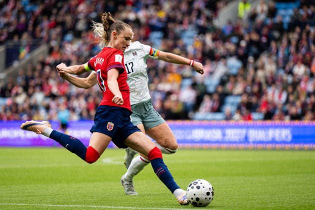 260609 Caroline Graham Hansen of Norway during the FIFA Women s World Cup Qualifier football match between Norway and Austria on June 9, 2026 in Oslo. Photo: Marius Simensen BILDBYRAN COP 238 MM0070 bbeng fotball soccer football fotboll FIFA World Cup, WM, Weltmeisterschaft, Fussball qualifiers vm-kvalifisering kvinner vm kvalik landskamp dam norge norway austria osterrike