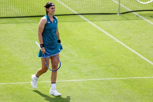 ROSMALEN, NETHERLANDS - JUNE 9: Greet Minnen of Belgium looks on in her Women s Singles First Round match against Janice Tjen of Indonesia during Day 2 of the Libema Open Grass Court Championships at the Autotron on June 9, 2026 in Rosmalen, Netherlands.  Copyright: xRenexNijhuis MBxMediax