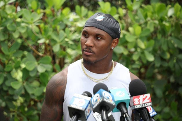 MIAMI GARDNES, FL - JUNE 09: Miami Dolphins wide receiver Malik Washington (6) speaks with reporters during the Miami Dolphins OTA on Tuesday, June 9, 2026 at Baptist Health Training Complexr in Miami Gardens, FL (Photo by Peter Joneleit Icon Sportswire) NFL, American Football Herren, USA JUN 09 Miami Dolphins OTA EDITORIAL USE ONLY Icon260609004