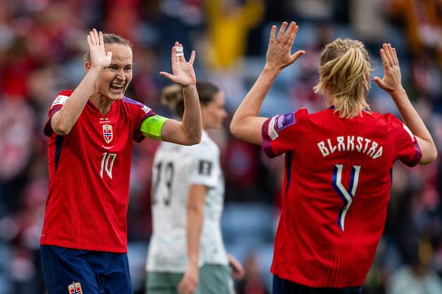 260609 Caroline Graham Hansen of Norway celebrates 2-0 during the FIFA Women s World Cup Qualifier football match between Norway and Austria on June 9, 2026 in Oslo. Photo: Marius Simensen BILDBYRAN COP 238 MM0070 bbeng fotball soccer football fotboll FIFA World Cup, WM, Weltmeisterschaft, Fussball qualifiers vm-kvalifisering kvinner vm kvalik landskamp dam norge norway austria osterrike