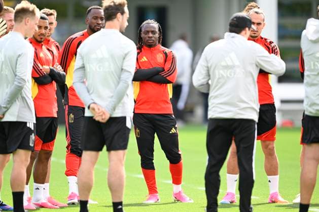 Belgian national football team - FIFA World Cup, WM, Weltmeisterschaft, Fussball 2026 - media activities 09 06 2026 RENTON, UNITED STATES OF AMERICA - JUNE 09 : Lukebakio Dodi forward of Belgium and Doku Jeremy forward of Belgium pictured during a training session of the Belgian national football team during the FIFA World Cup 2026 on June 9, 2026 in Renton, United States of America, 09 06 2026 Renton United States of America  Copyright: xNicoxVereeckenx