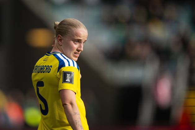 260609 Anna Sandberg of Sweden looks dejected during the FIFA Women s World Cup Qualifier football match between Sweden and Italy on June 9, 2026 in Gothenburg. Photo: Mathias Bergeld BILDBYRAN kod MB CS0935 fotboll football soccer fotball vm-kval kval fifa womens world cup qualifier qualifier sverige sweden italien italy dam bbeng depp
